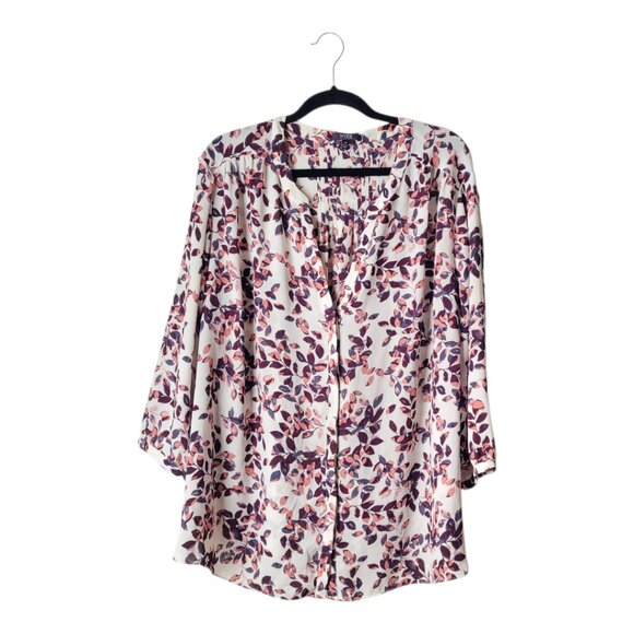 NYDJ 3/4 Sleeve Button Up Pleat Back Tunic - Picture 1 of 7